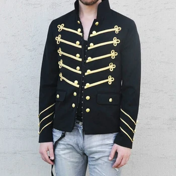 

European and American fashion collar double-breasted men's jacket slim long-sleeved casual suit jacket singer costumes