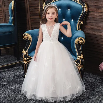 

New Princess Lace Dress Kids Flower Dress For Girls Vintage Children Dresses For Wedding Party cosplay costume