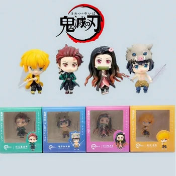 

Anime Kimetsu No Yaiba Figures Kamado Tanjirou Nezuko Action Figure Agatsuma Zenitsu Hashibira Inosuke 8.5cm PVC Model Toy Gifts