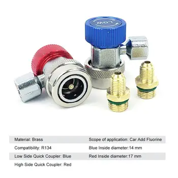 

R134A Air Conditioning High Low Quick Coupler Connector Adapters for A/C Manifold Manifold Gauge Adapter
