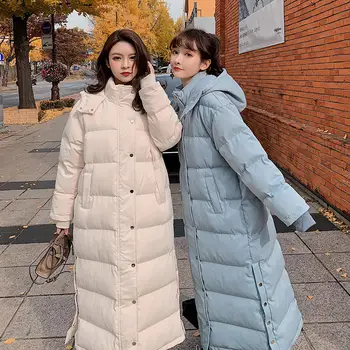 

Long Winter Jacket Women Parka Coat Padded Loose Warm Thick Black Down Cotton Coat Female Oversize Winter Coat Women Solid Q2241