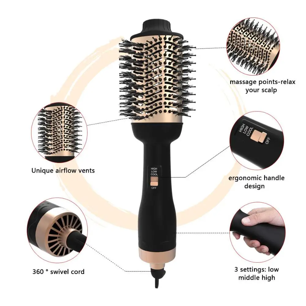 Billige Berufs Einen Schritt Haar blasen trockner Pinsel und Volumizer heißer luft curling eisen roller 3 in 1 Glatte Frizz mit ionic Technologie