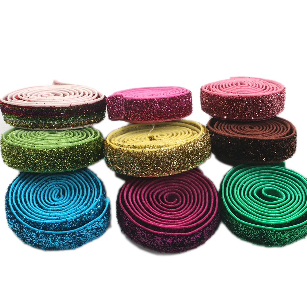 

New Big Discount 5Yards 9mm Stripe Printed FOE elastic ribbon,DIY headwear holiday party decoration,5Yc6604