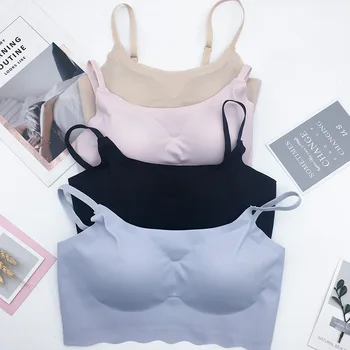 

Solid Viscose Seamless Bras Japan Relief Second Generation Underwear Yoga Sleep Vest Women's
