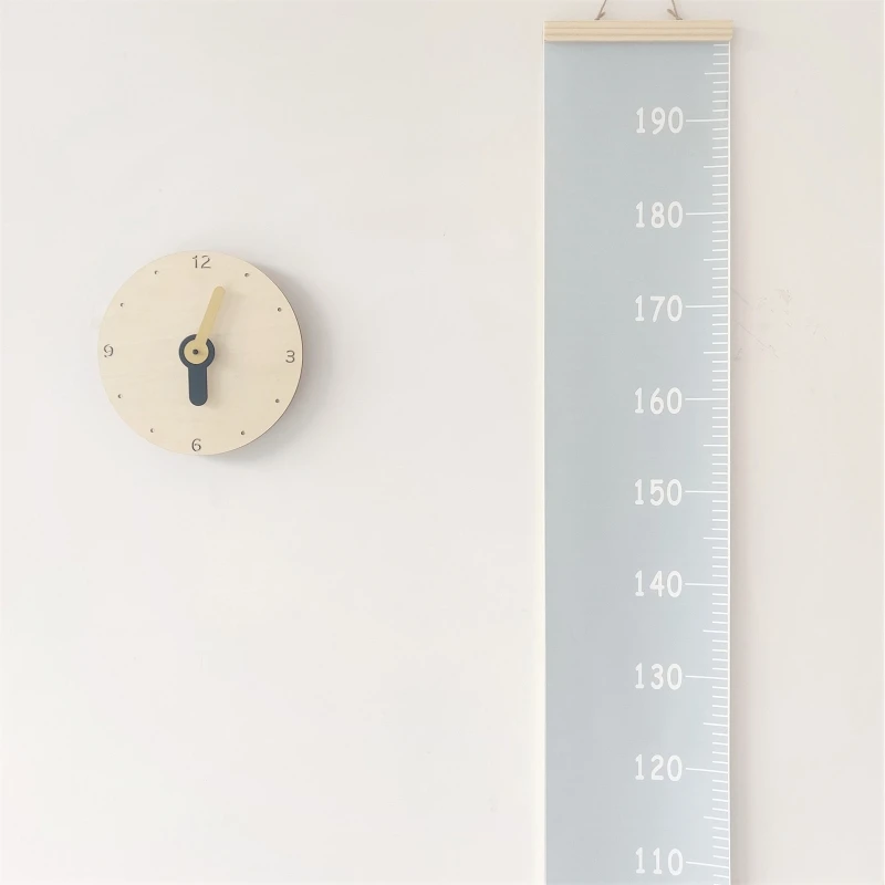 Height Growth Chart Ruler for Kids, Wall Wood Frame Canvas Room Decor 79x7.9in