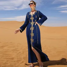 

Djellaba Moroccan Kaftan Muslim Dress Women Handcraft Diamonds Saudi Arabic Dubai Abaya Dress Islamic Clothes Party Eid Jalabiya