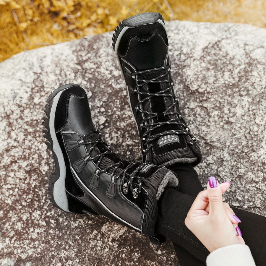 ZOVE/женские зимние ботинки; зимние теплые ботинки на платформе; ботинки на меху со шнуровкой; женские модные длинные плюшевые сапоги-трубы для женщин