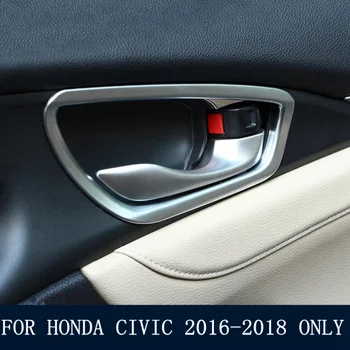 

Interior For Honda Civic Sedan 2016 2017 2018 ABS Inner Car Door Pull Handel Bowl Frame Cover Trim Kit 4 Piece Matte