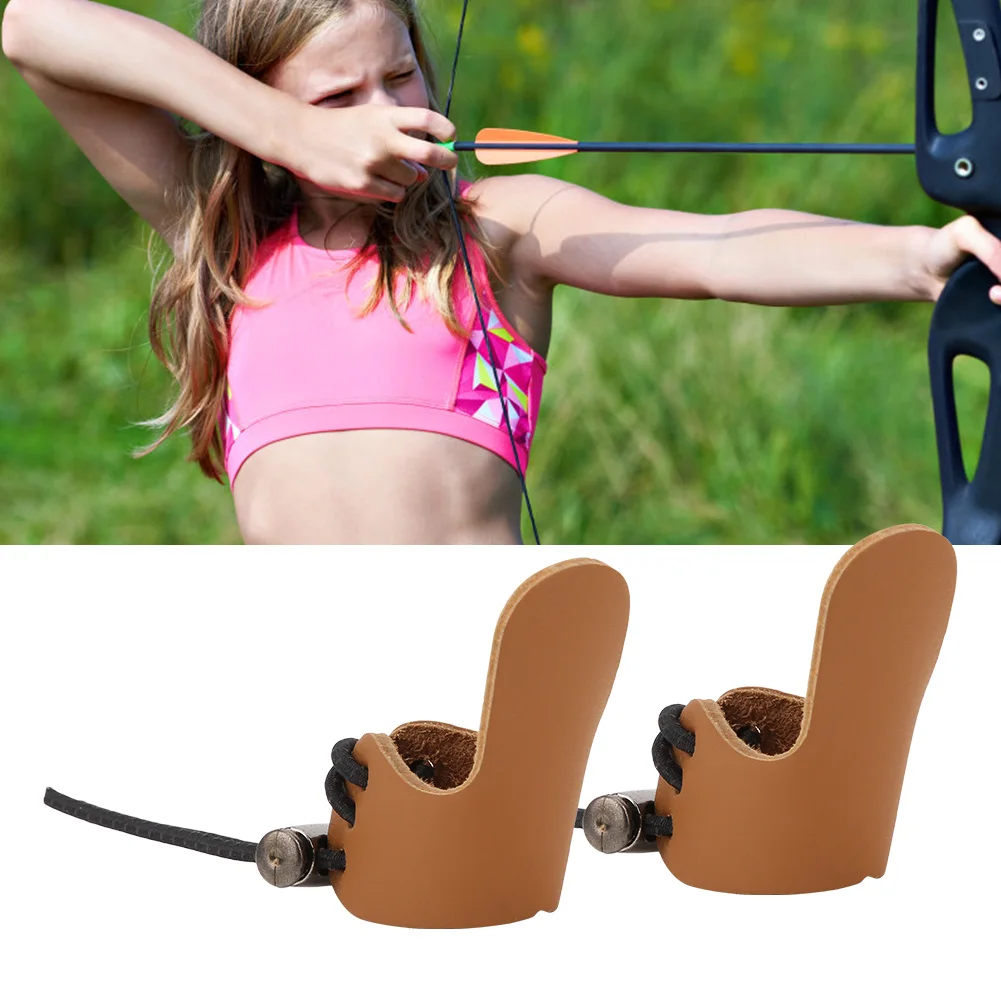 

2Pcs Safety Outdoor Recurved Bow Traditional Archery Shooting Protective Gear Finger Protector Soft Durable Artificial Cowhide