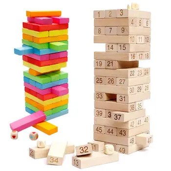 

Educational toys Timber Tower Wood Block Stacking Game - Number Match Playset (48 Pieces) 72XC