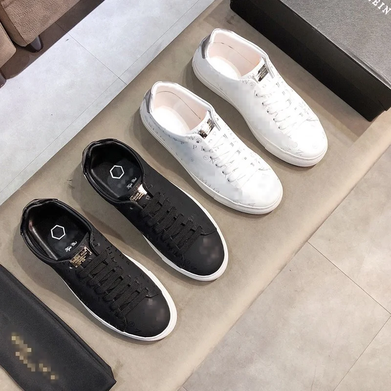 

Starbags PP international brand men's shoes Skull embossed inside outside 100% leather 2020 new low top shoes black white