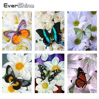 

Evershine Diamond Painting Butterfly Flower Cross Stitch Kit Embroidery Full Square Diamond Mosaic Full Layout Home Decoration