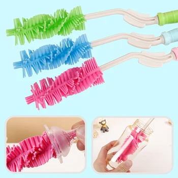 

New Style Baby Bottle Brush 360 Rotation Bottlebrush Silicone Baby Feeding Bottle Brush Nipple Cleaning Cup Special Scrubber Too