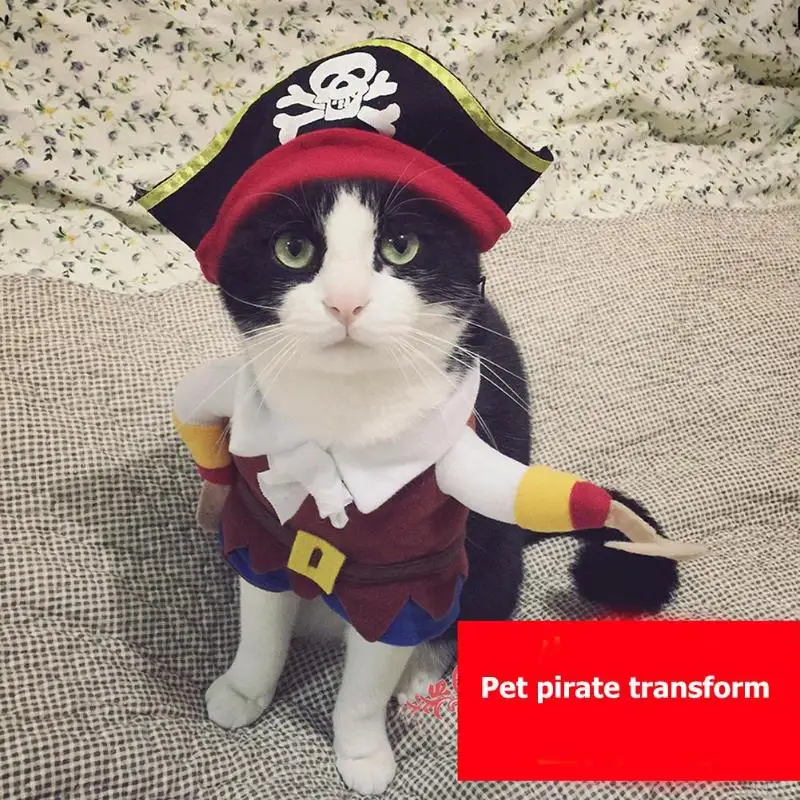 Одежда для домашних животных Косплей Пиратские собаки кошки Хэллоуин костюм крутая одежда для домашних животных