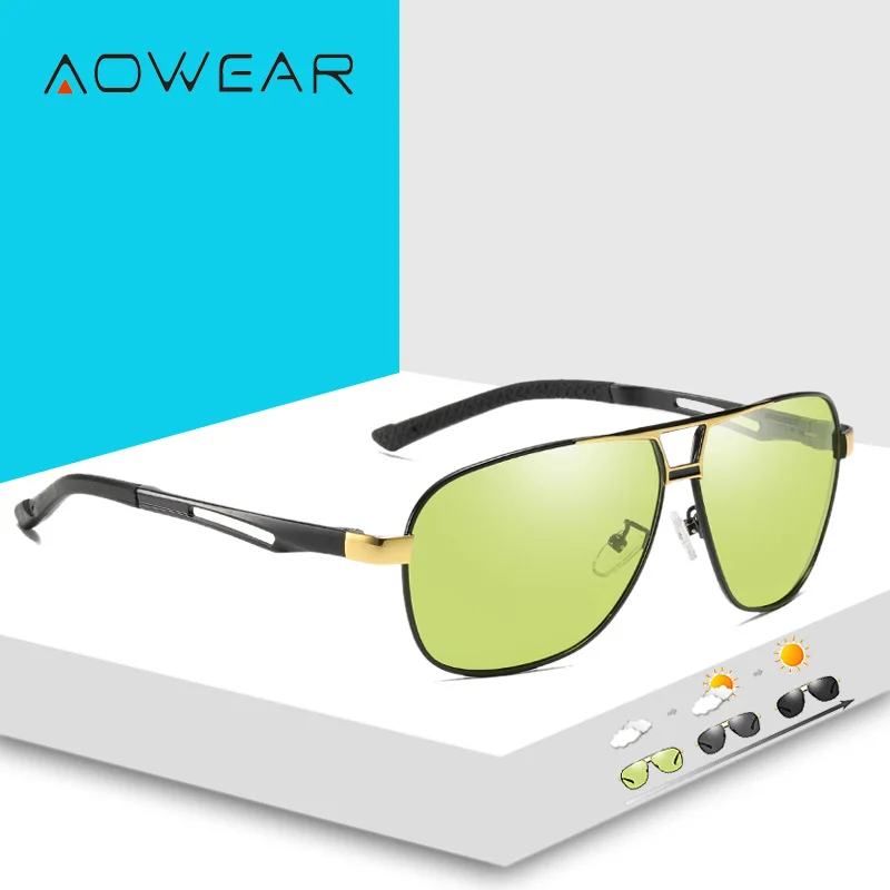 AOWEAR фотохромные солнцезащитные очки для вождения днем и ночью Мужские поляризационные HD хамелеоны мужские