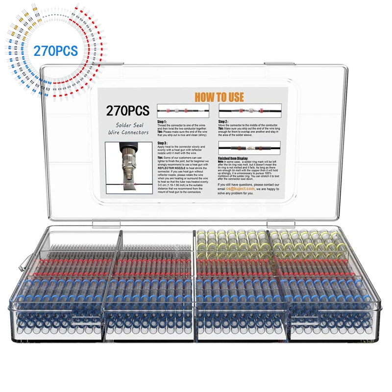 

Solder Seal Wire Connectors & Heat Shrink Butt Crimp Connectors - Electrical Connectors 270PCS Waterproof Terminals Butt Splice