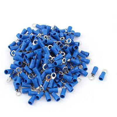 

200 Pcs 2-4S Insulated Wire Connector Ring Crimp Terminal Blue 16-14AWG