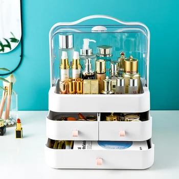 

drawer cosmetic storage box transparent extra large dustproof cover home simple dresser skin care product storage box