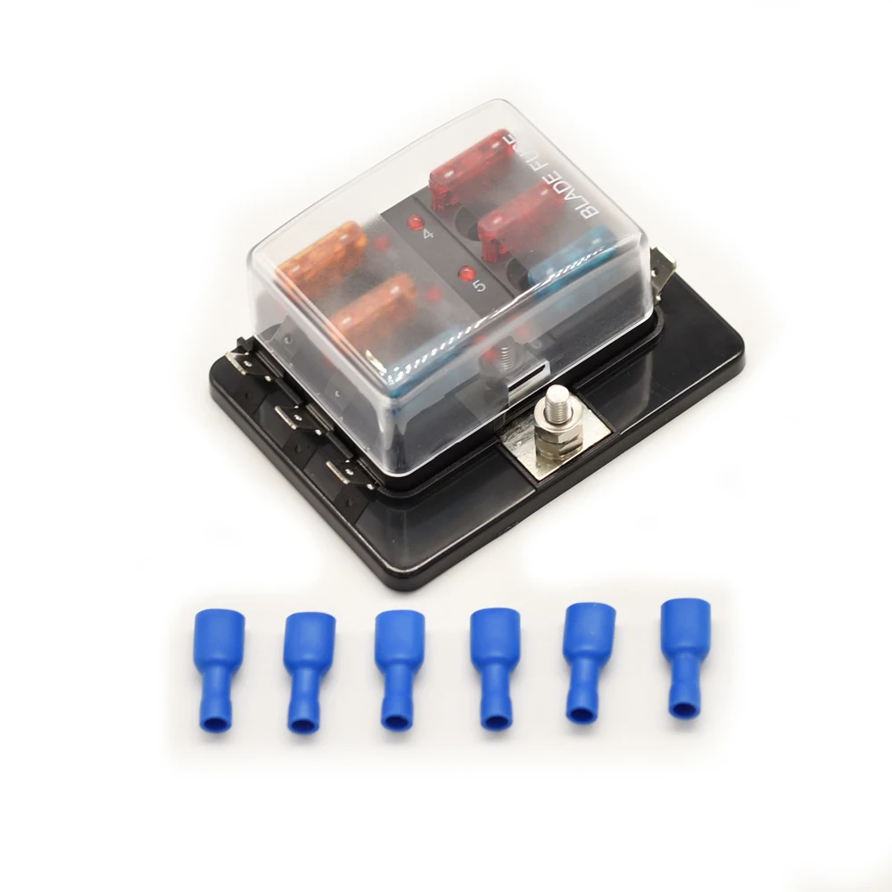 Jtron auto fuse box 12v-32v 6way 10way Blade Fuse Holder with cable LED indicator ATC/ATO fuse socket for Car Boat Marine truck