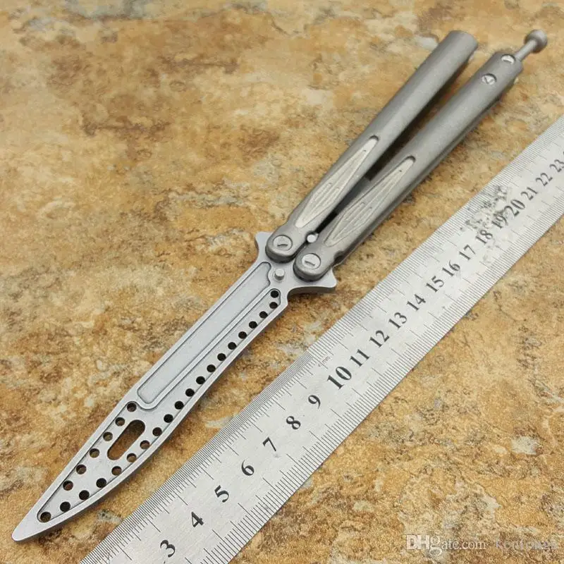 

Mict Butterfly Trainer Knife Tachyon III D2 Blade Titanium Handle Jilt Not Sharp Hunting Folding Pocket Knife gift knives