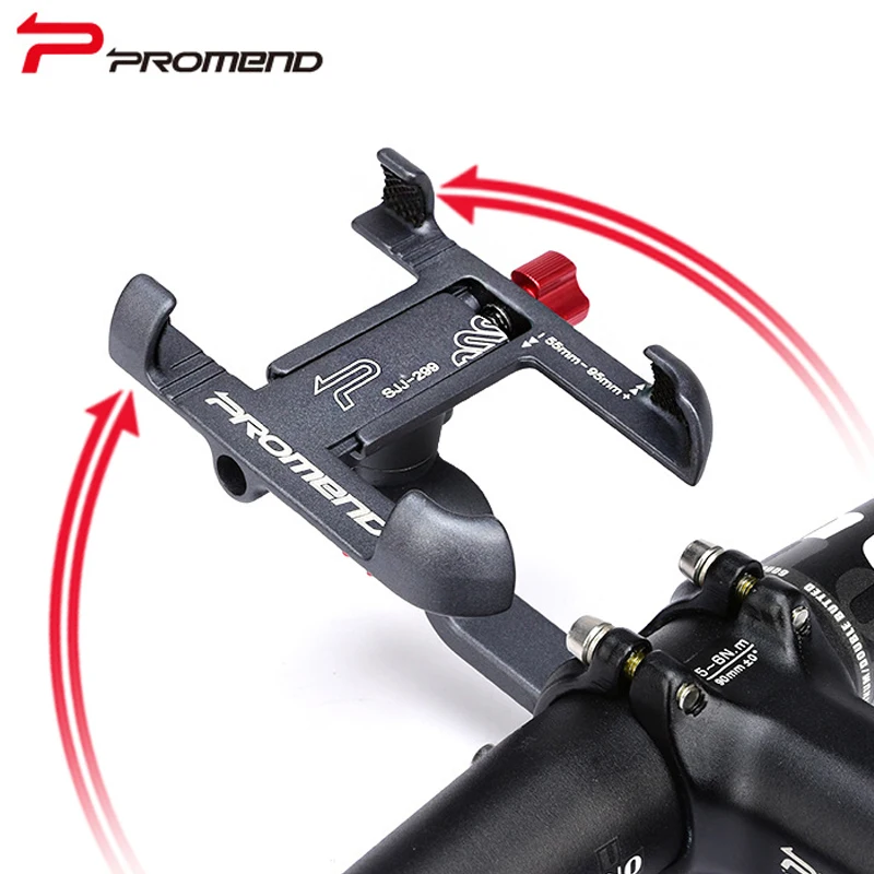 Baratos Promend 360 ° giratorio de aleación de aluminio para bicicleta soporte para teléfono móvil accesorios para bicicleta soporte ajustable para teléfono para bicicleta soporte para teléfono MTB