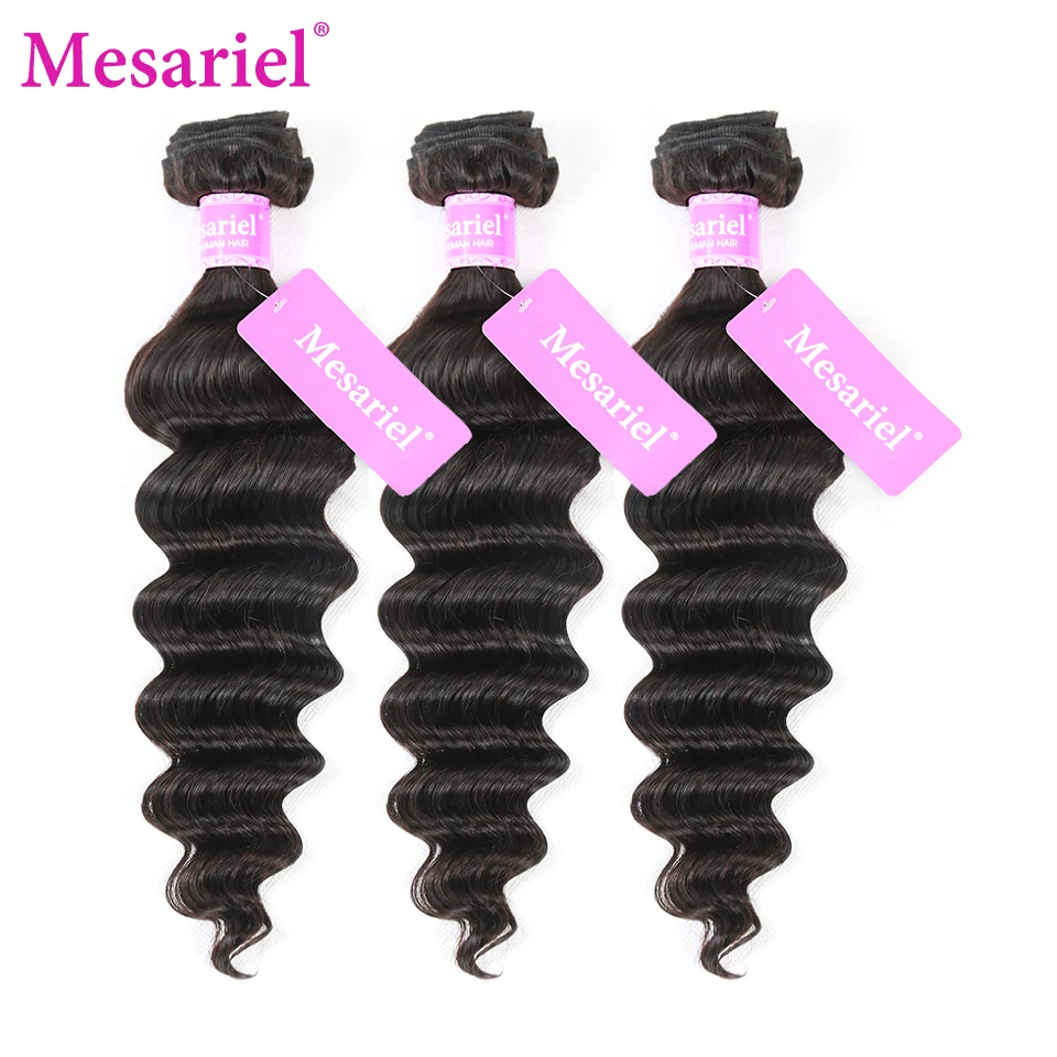 Mesariel перуанские Свободные волны натуральные волосы Weave Связки 4 пучки волос расширение 8-30 дюймов не Реми волос Weave натуральный цвет