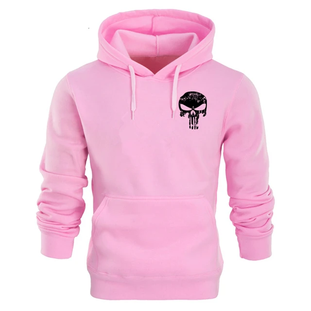 Pink skull black B Каратели флисовый пуловер с принтом толстовки для мужчин/женщин Повседневная Уличная толстовка с капюшоном череп Harajuku Мужская модная спортивная одежда - Цвет: Pink skull black B
