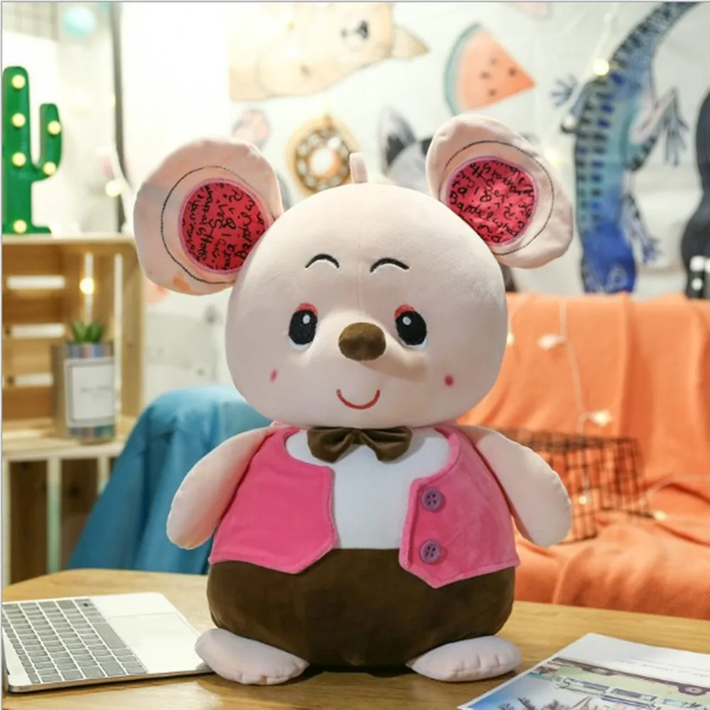 pink 25cm/35cm/50cm Colored Cloth Gentleman Mouse Doll Plush Toys Mouse Doll Big Rat Mascot Doll Mouse Children Birthday Gift - Цвет: pink