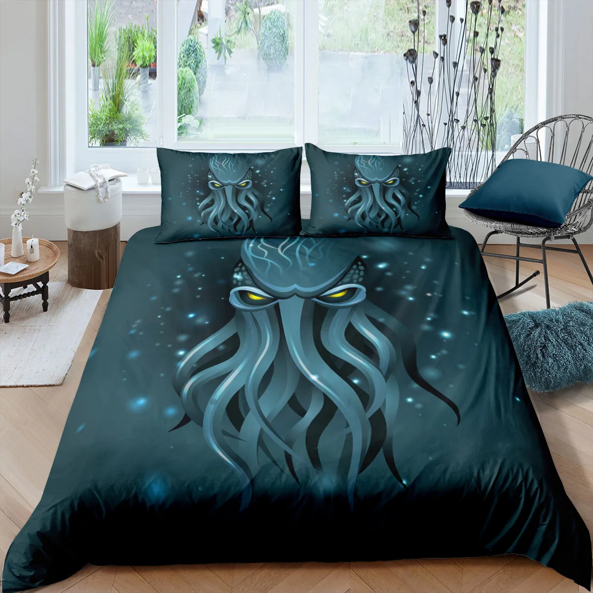 

Home Living Luxury 3d Octopus Bedding Set Marine Life Duvet Cover Pillowcase Kids Bedding Set Queen and King EU/US/AU/UK Size