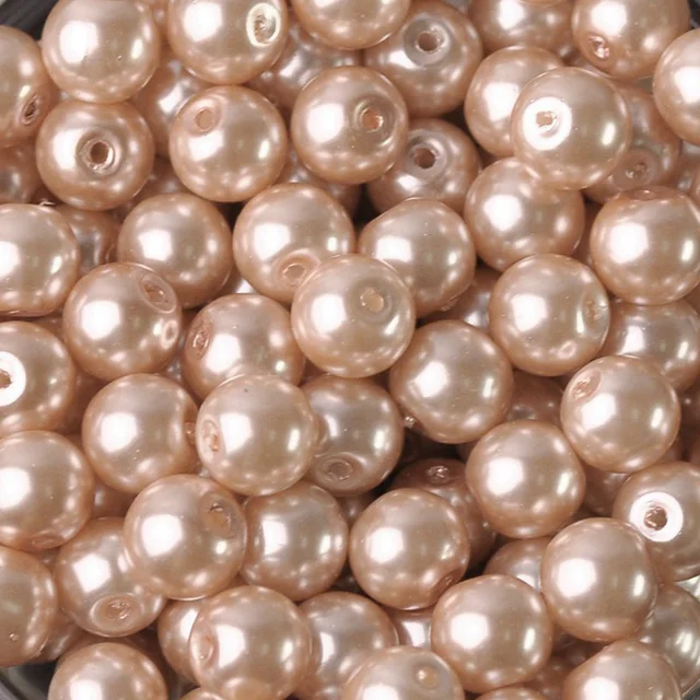 Lot Colors Round Pearl Coated Glass 4mm 6mm 8mm 10mm 12mm 14mm 16mm Loose Spacer Beads for Jewelry Making DIY Crafts Pearl Pink