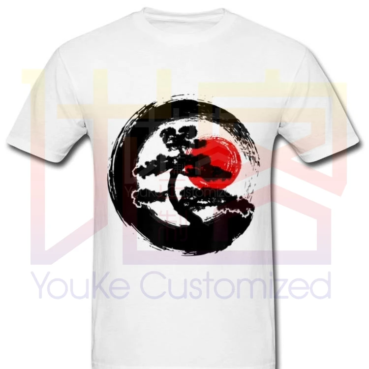 Красивая каллиграфия Enso круг дзен буддийский бонсай дерево японская рубашка