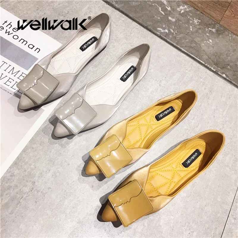 Wellwalk/Балетки на плоской подошве с острым носком женская обувь складывающиеся