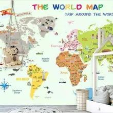 Обои на заказ 3D персональный мультфильм карта мира фото детская комната спальня обои на стену