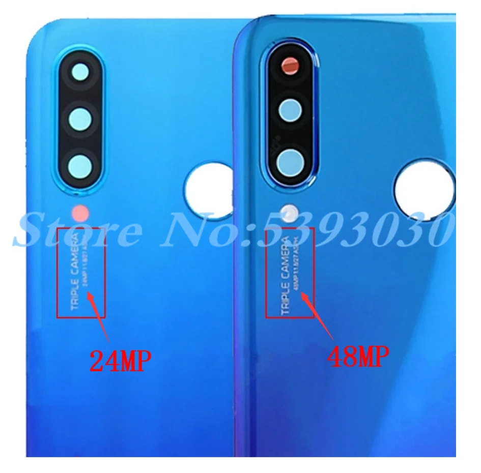 Для huawei P30 Lite крышка батареи+ камера Стекло Объектив 24MP/48MP для huawei nova 4e задняя дверь Замена Ремонт Запчасти