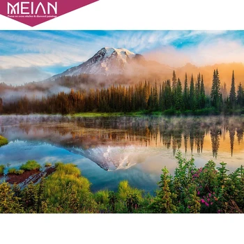 

2020 MEIAN Mountain 5D Diamond Mosaic Paintings Full Round Scenery Picture Of Rhinestones Diamond Embroidery Nature Landscaape