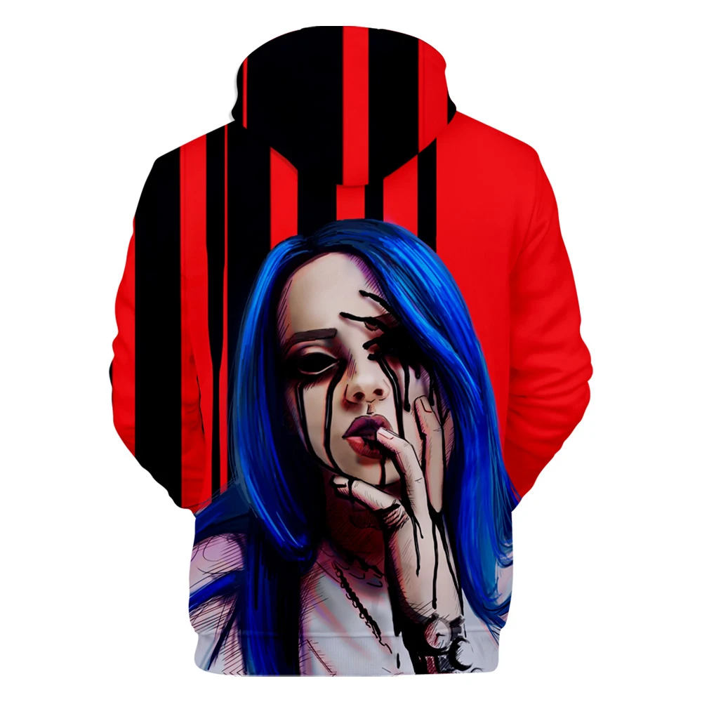 Модная Толстовка в стиле хип-хоп с 3D капюшоном Billie Eilish, мужские 3D толстовки, Женская толстовка, трендовый детский пуловер, спортивная одежда для мальчиков и девочек, топы