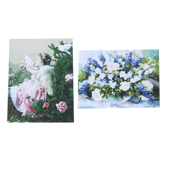 

HOT 2 Set Diy Oil Painting, Paint By Number Kit - Little Girl and White Pigeon & Lavender Flowers