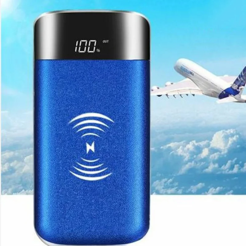 Blue QI Беспроводное зарядное устройство power Bank 10000 мАч внешняя батарея портативное зарядное устройство для iPhone 8 X Max samsung Note 8 S9 Xiaomi - Цвет: Blue