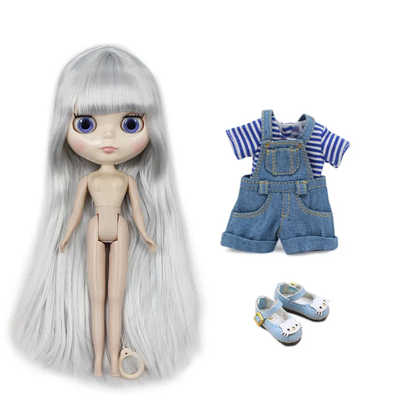 with Bib pants shoes Фабрика Blyth куклы подарок сборная Кукла Одежда Обувь комплект шарнир тела 4 цвета глаза одеваются самостоятельно DIY меняющиеся игрушки для детей - Цвет: with Bib pants shoes