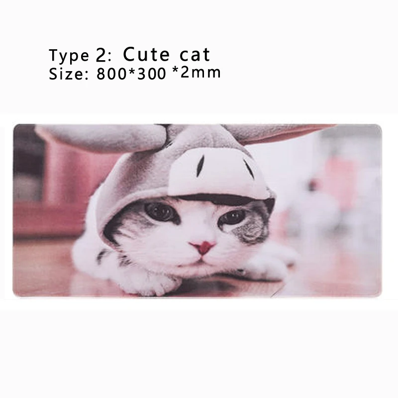 Cute Cat 800 мм* 300 мм* 2 мм игровой Большой Коврик Для Мыши Компьютерный стол коврик стол клавиатура Коврик - Цвет: Cute Cat