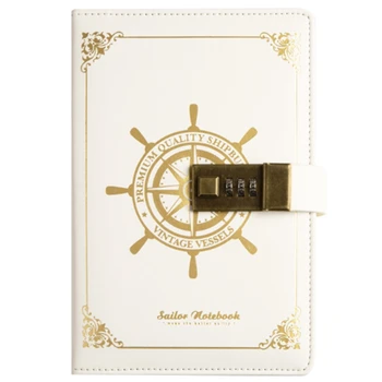 

B6 Vintage Notepad Notebook Diary Daily Memos Planner Agenda Notebook Pu Leather Sketchbook with Lock Office Student Password Bo