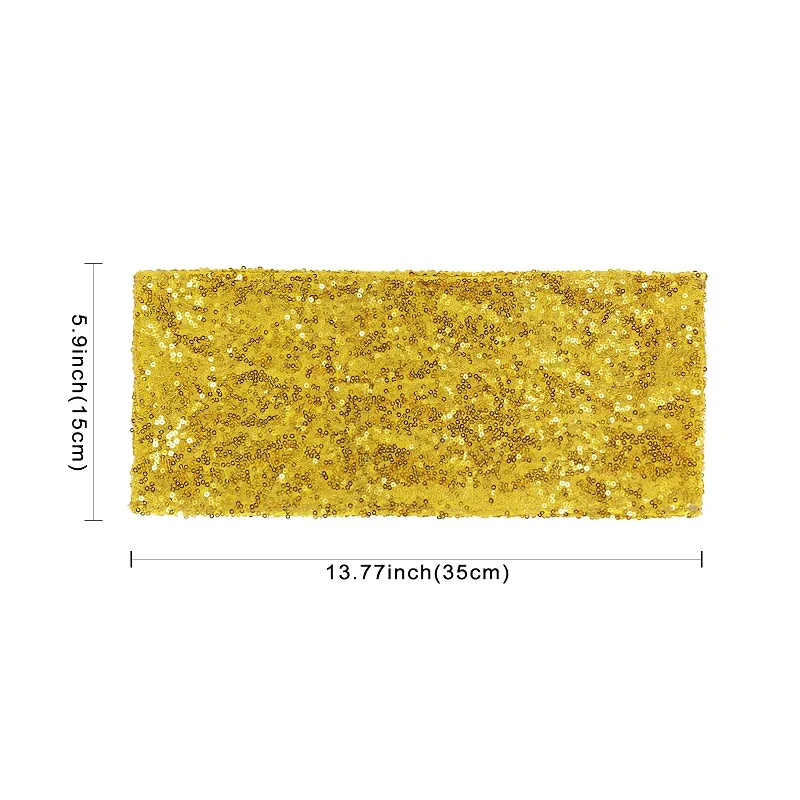 34x15 см роскошный бронзированный Блестящий стул с блестками, пояс для стула, бант, ремешок, воротник для свадьбы, отеля, события, чехол для стула для вечеринки, Декор - Цвет: Sequin Gold