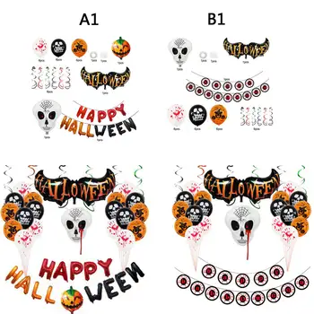 

Balloon Halloween Theme Party Decorations Decor Balloons Bats Paper Tassels Kit Halloween balloons