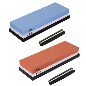

2pcs Whetstone, Double-Sided Knife Sharpening Stone Set Grit 600/1500 Knife Sharpener Combination Waterstone Kits with Non-Slip