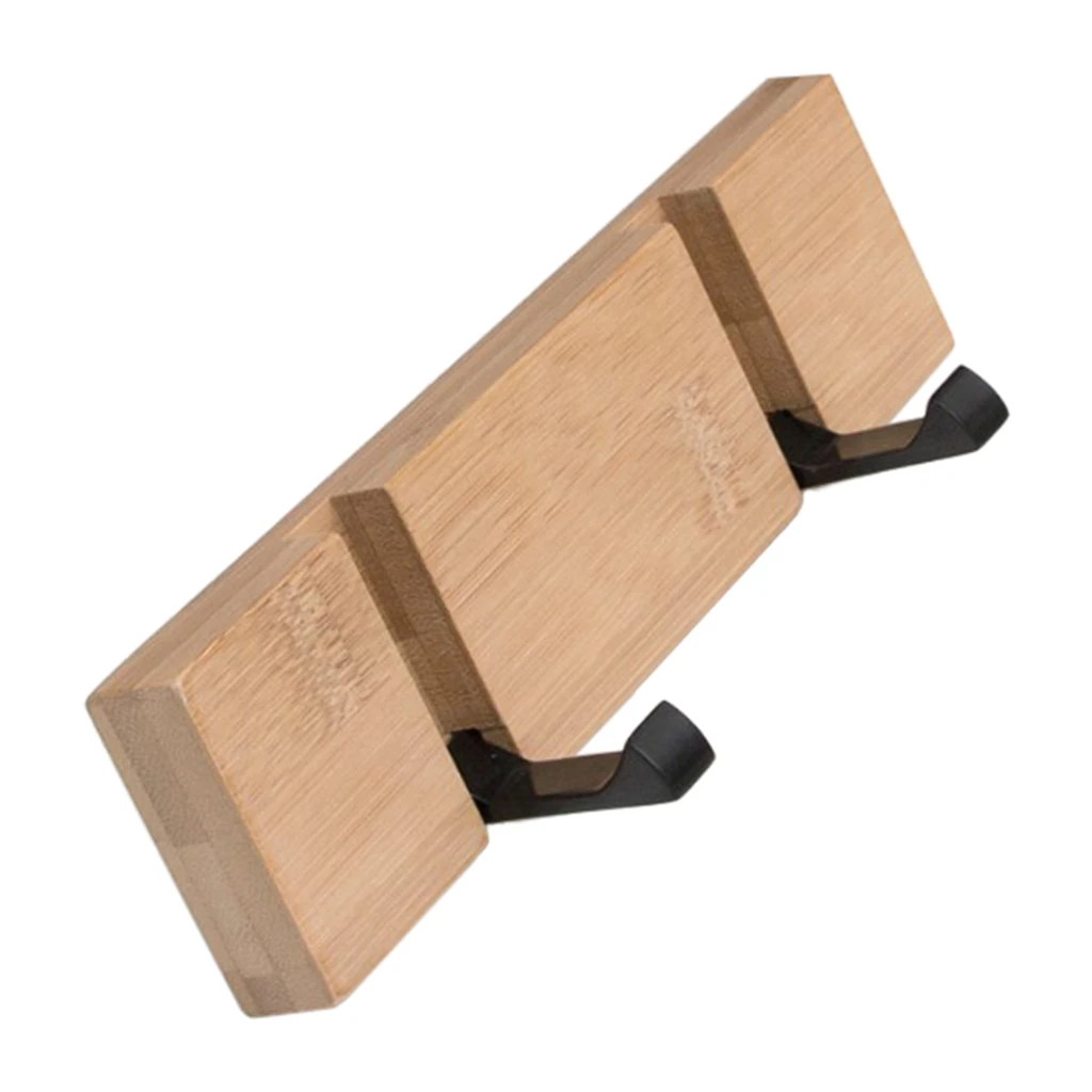 Foldable Wood Metal Hook Wall Hanger for Bathroom Towel Key Hat Clothes Bag Wall Mounted Hook Robe Clothing Towel 5 Hooks