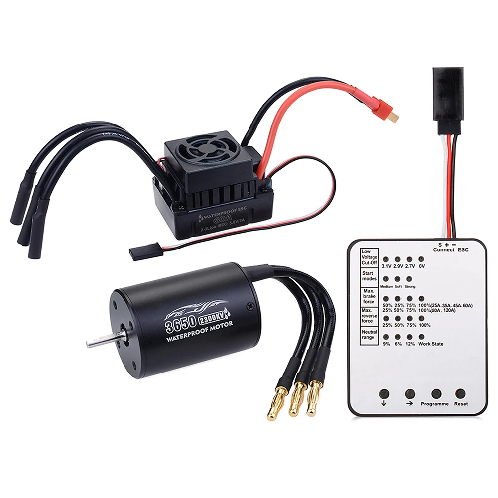 Waterproof 3650 2300KV 3100KV 3900KV Brushless Motor 60A ESC for Tamiya