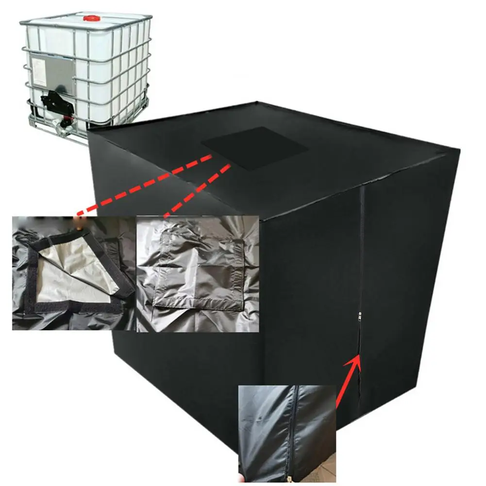 

IBC Container Cover 1000L IBC Container Waterproof Dustproof Zipper Cover Rain Water Tank Garden UV Sun Snow Protection