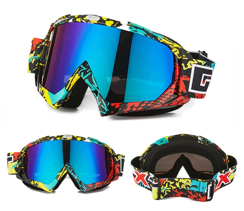 GXT Multi Lens Snowmobile Ski Goggles Sunglasses UV 400 Snowboard Skiing Glasses Windproof Motocross Mask Helmet off road myopic
