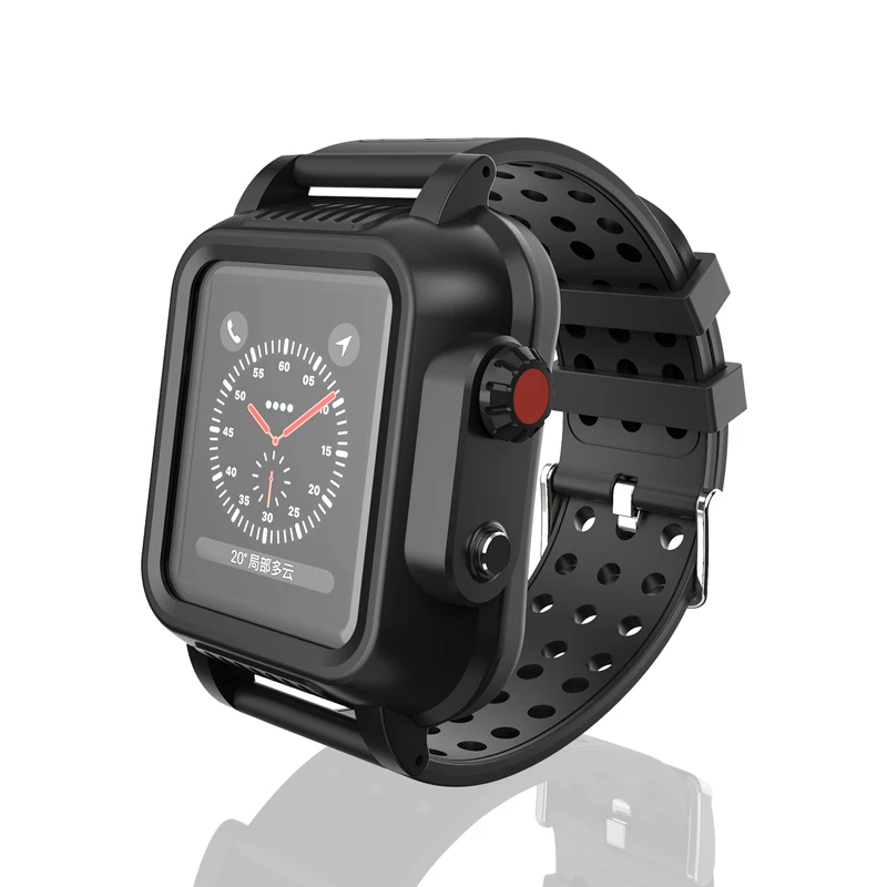 Водонепроницаемый чехол для Apple Watch Series 4 3 2 браслет ударопрочный Прочный корпус часов с ремешком 40 мм/44 мм ремешок для часов 38/40 - Цвет ремешка: Black