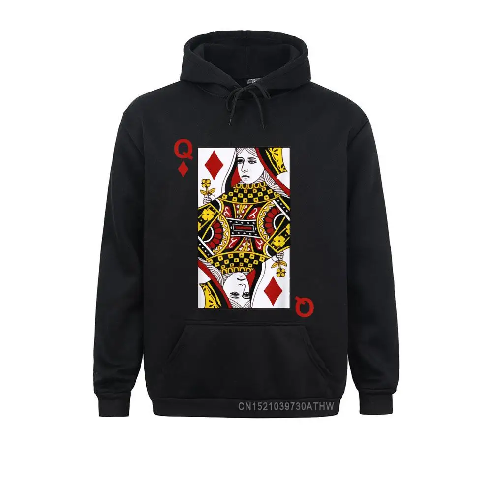 

2021 Discount Mens Men Sweatshirts Queen Of Diamond Blackjack Cards Poker 21 Q Hoodies Long Sleeve Hoods Normal
